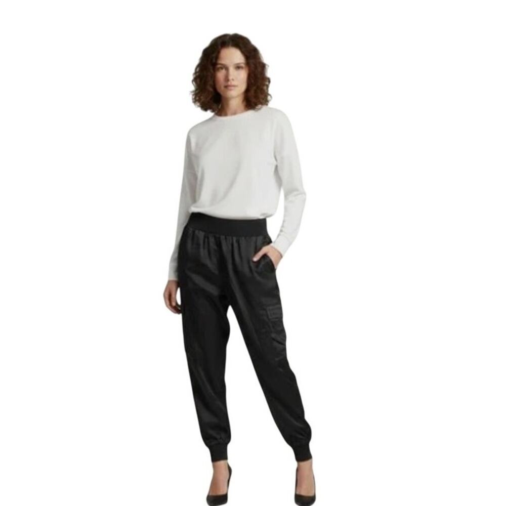 Cinq a Sept Giles Satin Cargo Joggers Elastic Waist Luxury, L
